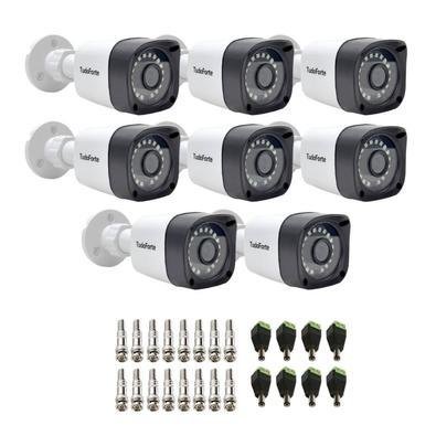 Kit 8 Câmeras Bullet, FULL HD 1080p, Lente 2.8mm, Visão Noturna 20m, Ip66 + Conectores