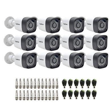 Kit 12 Câmeras, Bullet, FULL HD 1080p, Lente 2.8mm, Visão Noturna 20m, Ip66 + Conectores