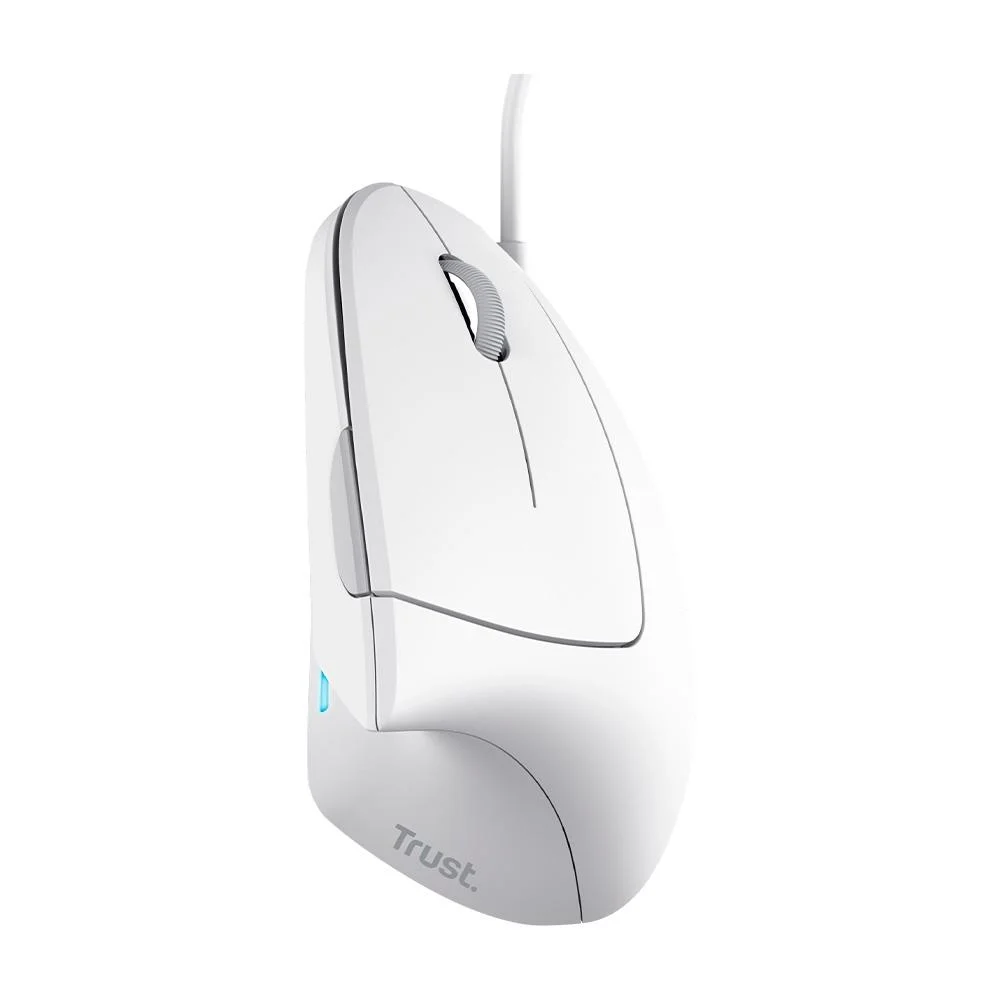 Imagem 2 de 5 do produto Mouse Ergonômico Vertical Trust, Com Fio, 1600 DPI, 6 Botões, USB, Branco - T25133