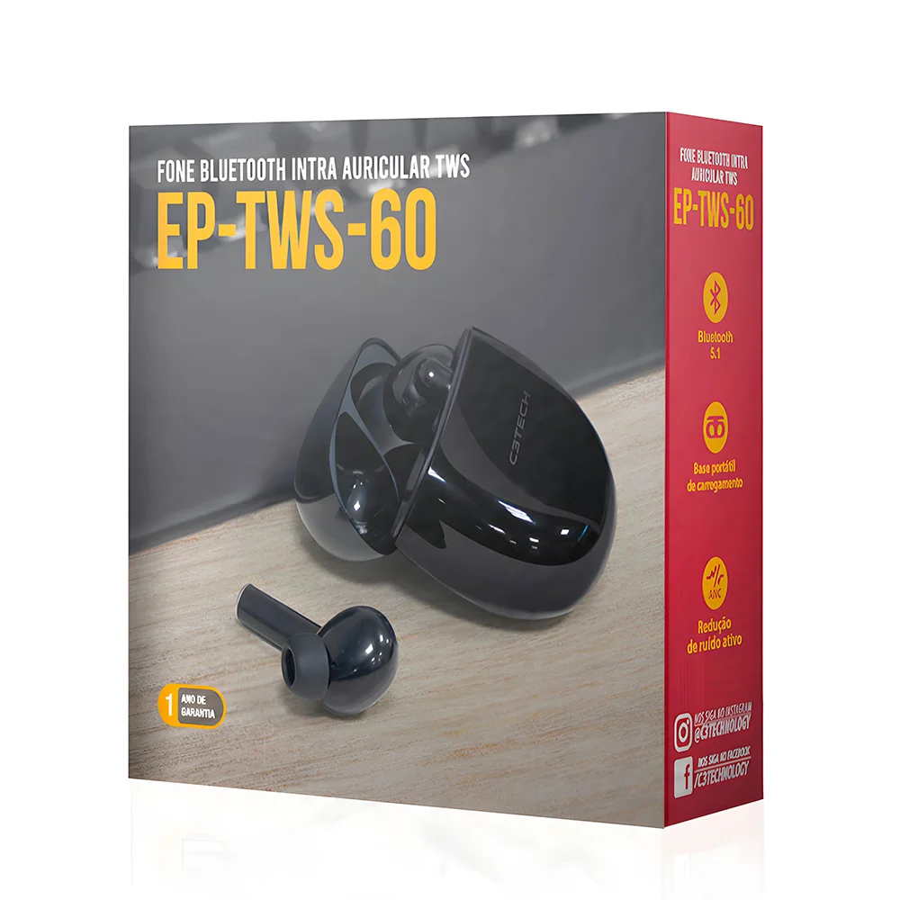 Imagem 4 de 5 do produto Fone De ,ouvido C3tech Ep-tws-60bk Bt 5.1