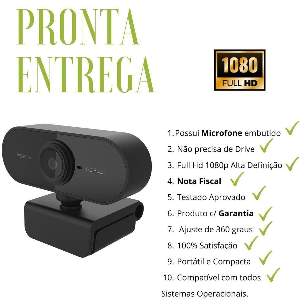 Imagem 2 de 4 do produto Webcam Para PC Notebook Tv Jogos Celular Full Hd E Microfone