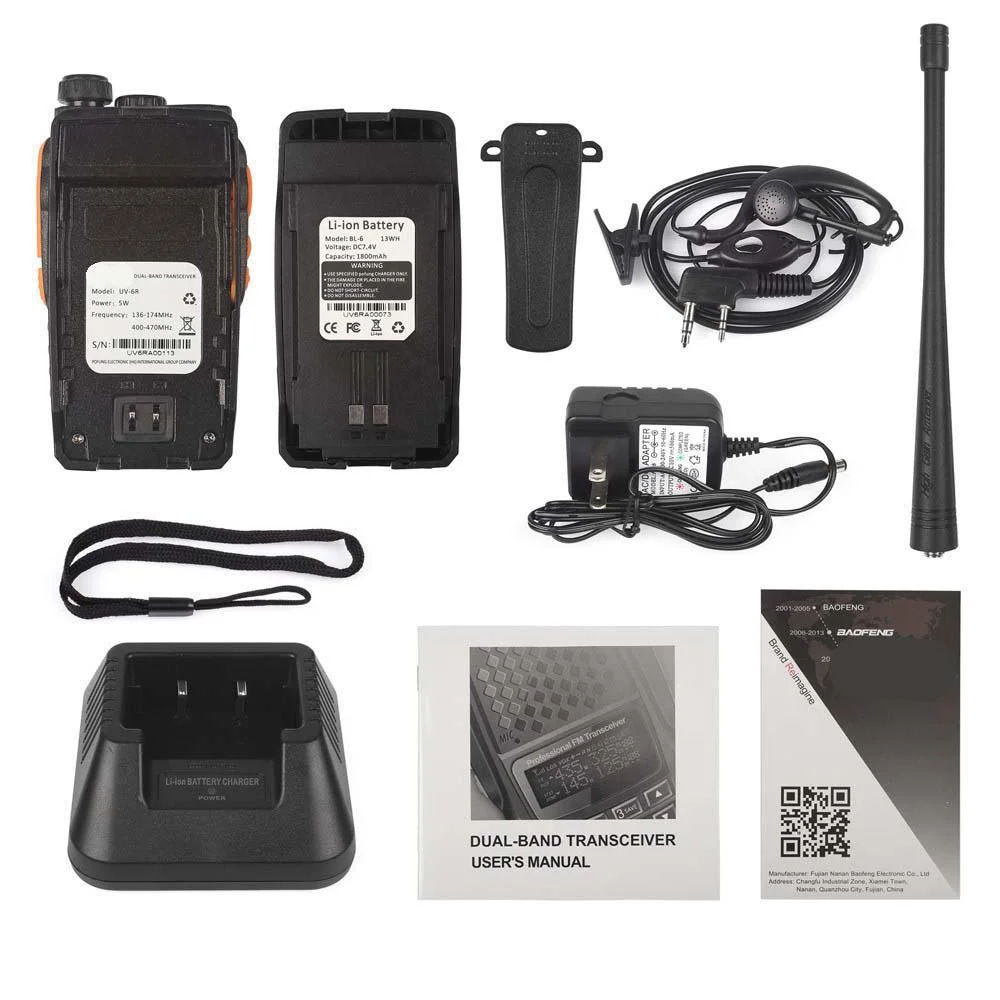 Imagem 4 de 5 do produto Radio Ht Comunicador Walk Talk Uhf Vhf Fm Baofeng Uv6r 7w