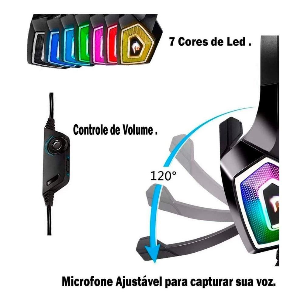 Fone De Ouvido Headset Gamer 7.1 Microfone Stereo X2000 Virtual Azul E Preto Fone De Ouvido Headset Gamer 7.1 Microfone Stereo X2000 Virtual Azul E Preto