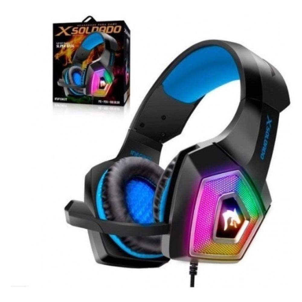 Fone De Ouvido Headset Gamer 7.1 Microfone Stereo X2000 Virtual Azul E Preto Fone De Ouvido Headset Gamer 7.1 Microfone Stereo X2000 Virtual Azul E Preto