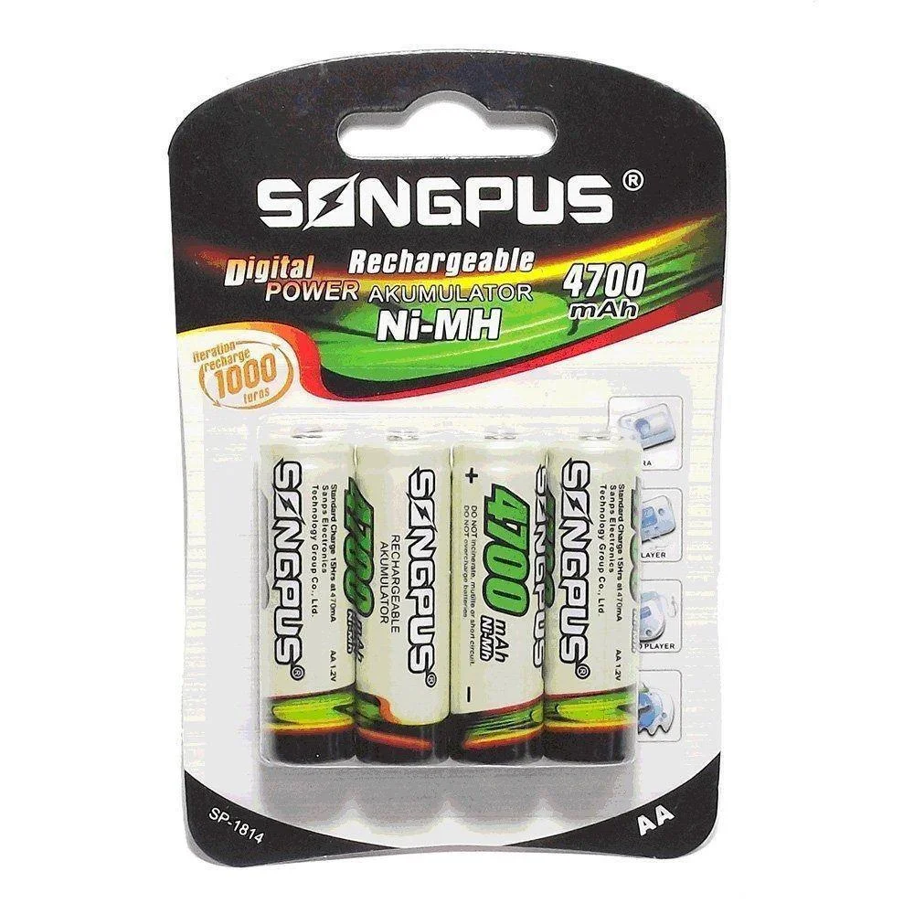 Pilha Recarregável Kit 4 Pilhas Aa 270 Ni Mh Songplus Pilha Recarregável Kit 4 Pilhas Aa 270 Ni Mh Songplus