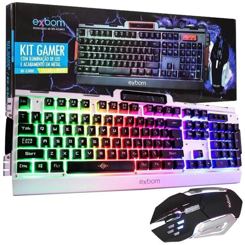 Imagem 3 de 3 do produto Kit Teclado Mouse Gamer Com LED Acabamento Em Metal Bk-g3000