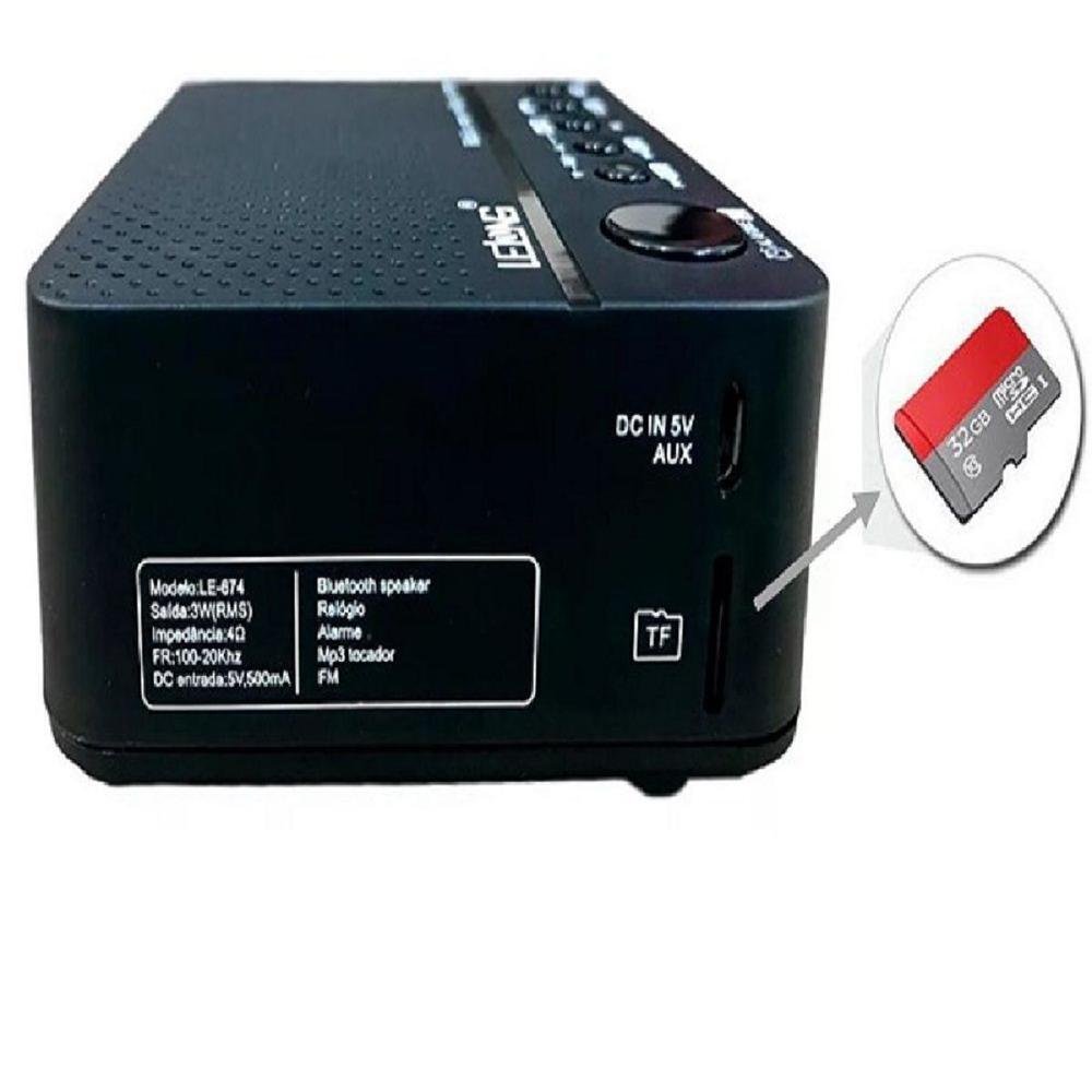 Imagem 5 de 5 do produto Relogio Radio  Fm Bluetooth Le-674 Despertador Digital