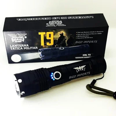 Lanterna Tática Led T9 Recarregável Jyx 8890 Com Zoom