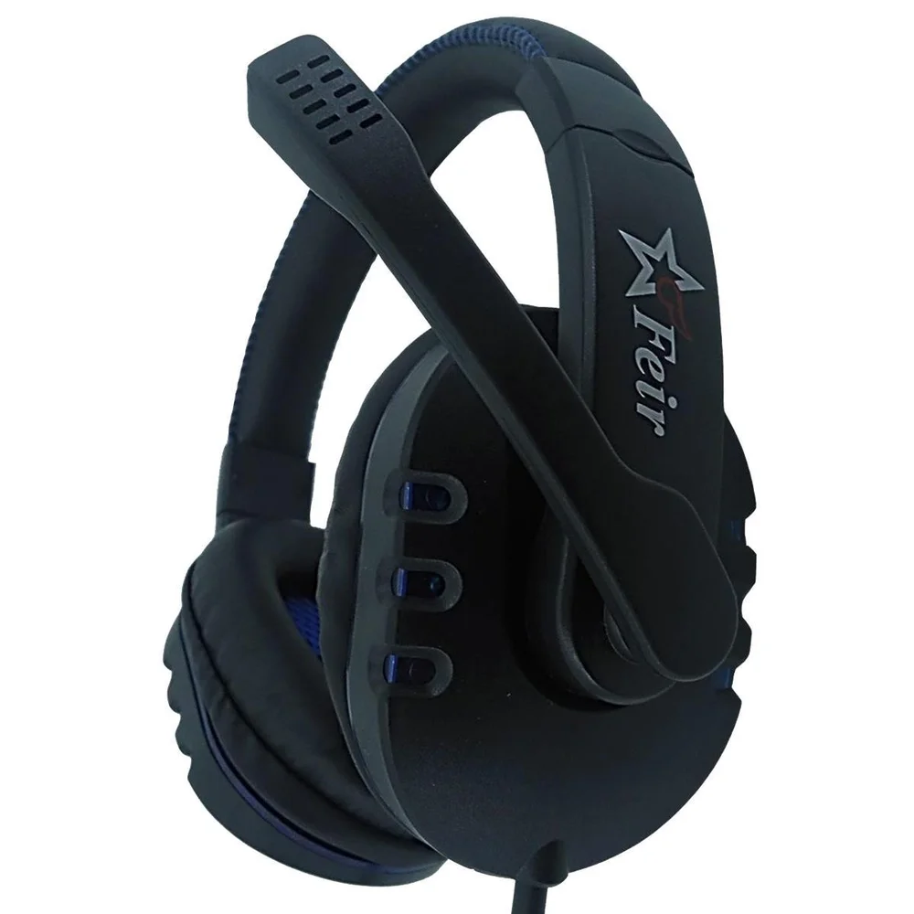 Fone Com Microfone Headset Gamer Usb Fr-215 Preto E Azul Fone Com Microfone Headset Gamer Usb Fr-215 Preto E Azul