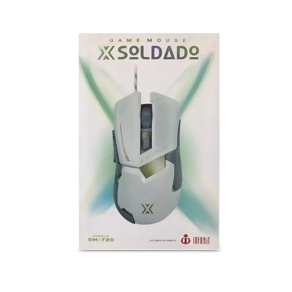 Mouse Gamer 7d X Soldado Branco LED RGB Cabo Nylon Gm-720 Mouse Gamer 7d X Soldado Branco LED RGB Cabo Nylon Gm-720