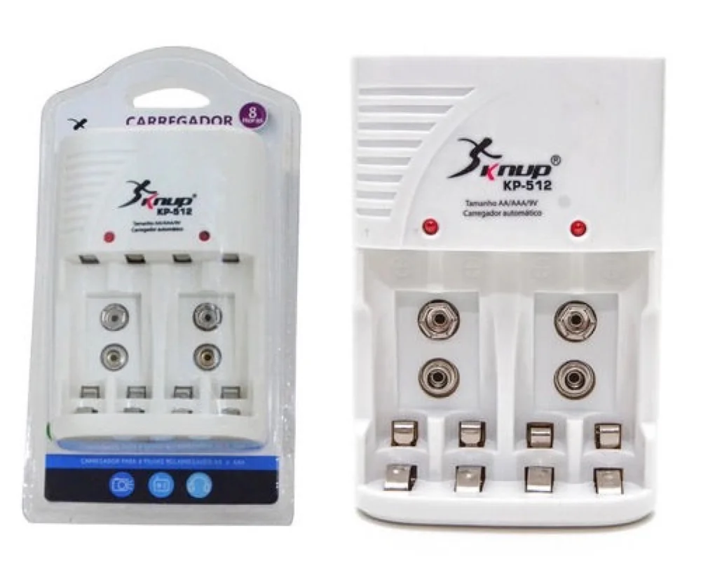Carregador De Pilha Aa Aaa Bateria 9v Recarregável Bivolt