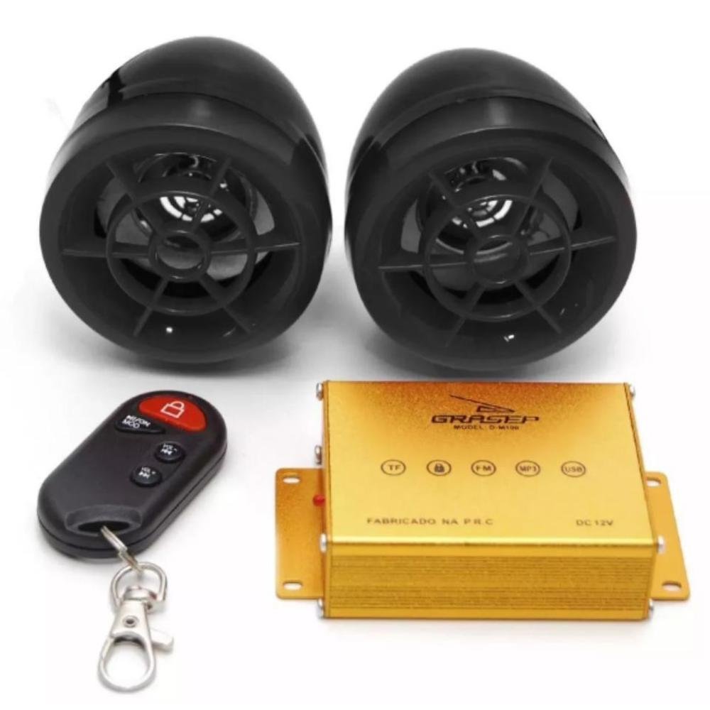 Imagem 2 de 2 do produto Alarme Para Moto Com Caixa Som E Radio Usb Mp3 Sd Fm