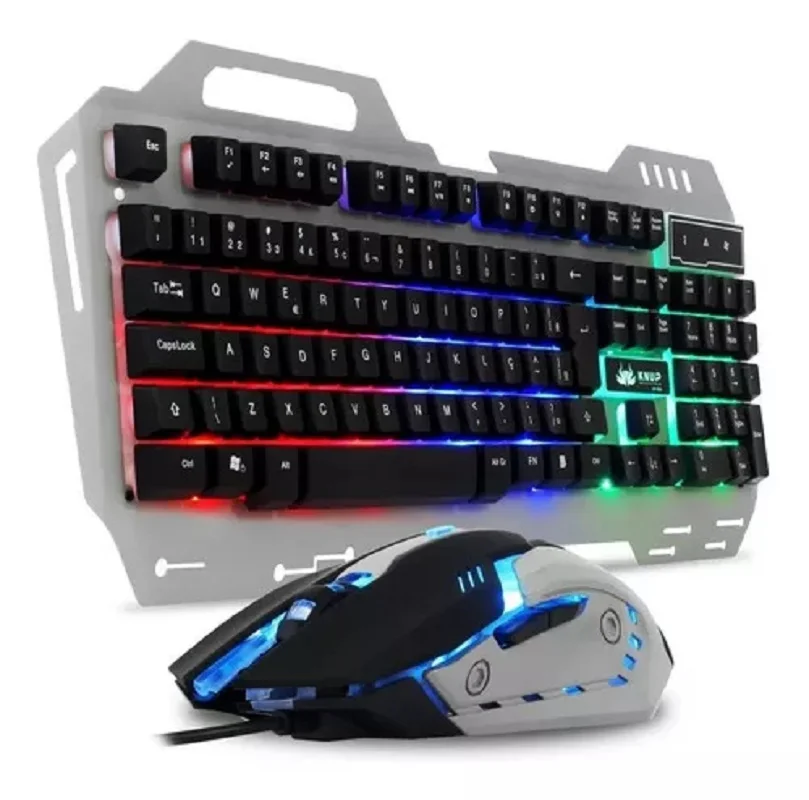 Imagem 2 de 3 do produto Kit Teclado Gamer Com Retroiluminação + Mouse Knup Kp-2054 Cinza