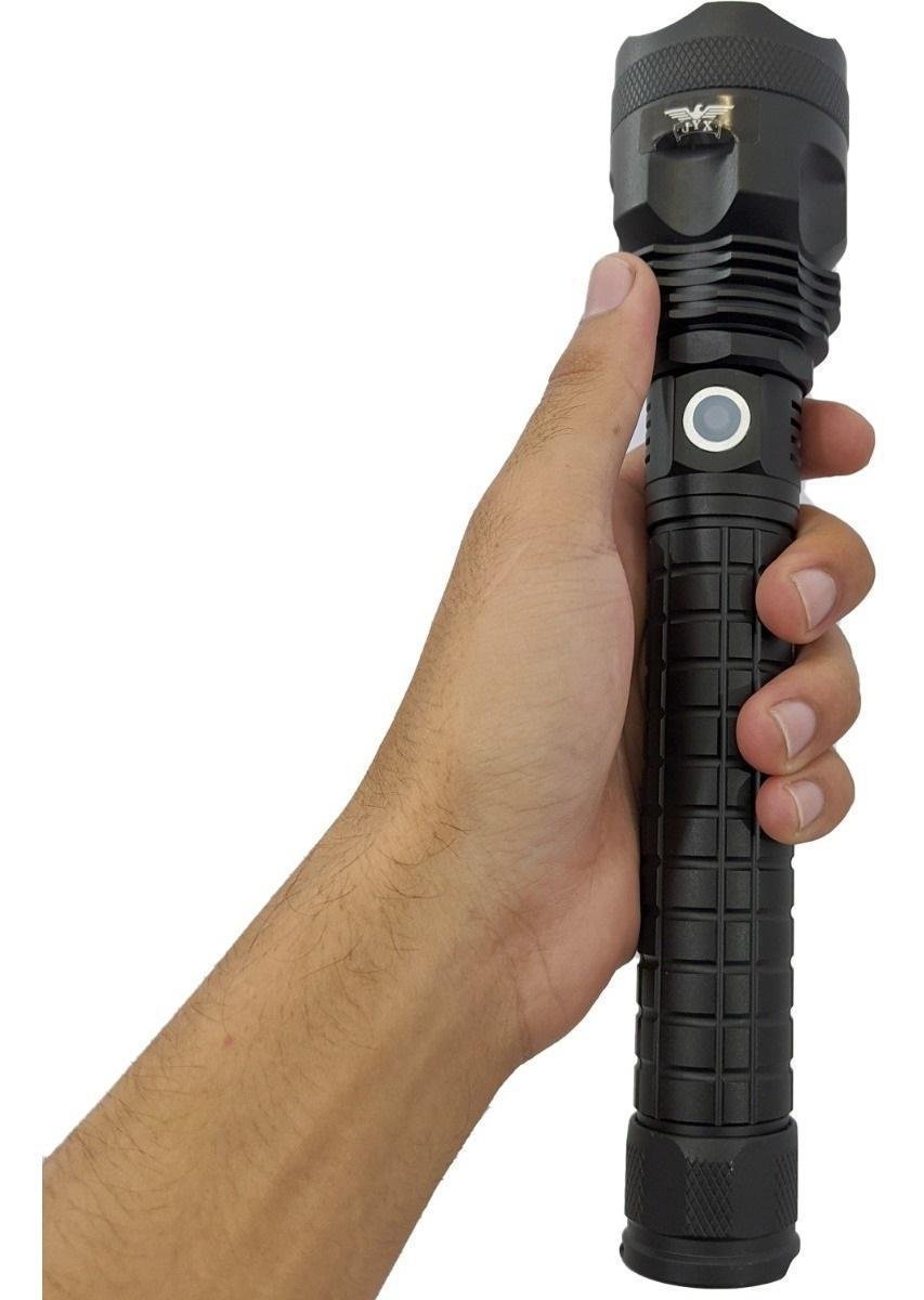 Kit Lanterna Led Tática Xml T9 Preta + Carregador E Baterias