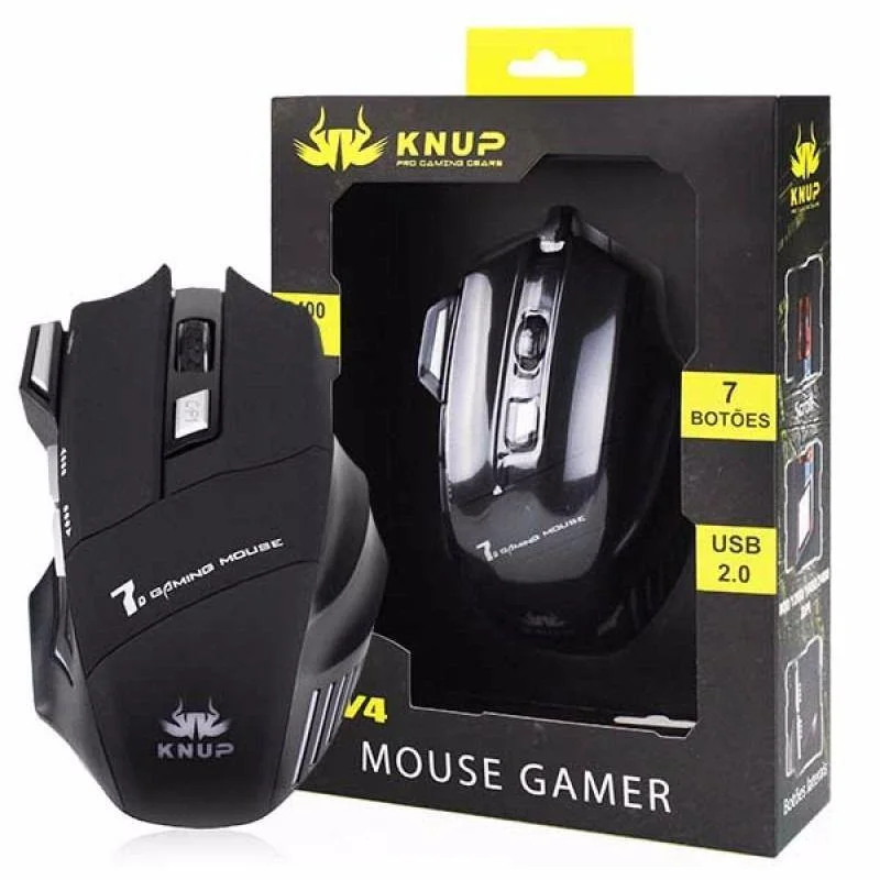 Mouse Usb Gamer 6d 7 Botões 7 Cores Kp-v4 Knup Mouse Usb Gamer 6d 7 Botões 7 Cores Kp-v4 Knup