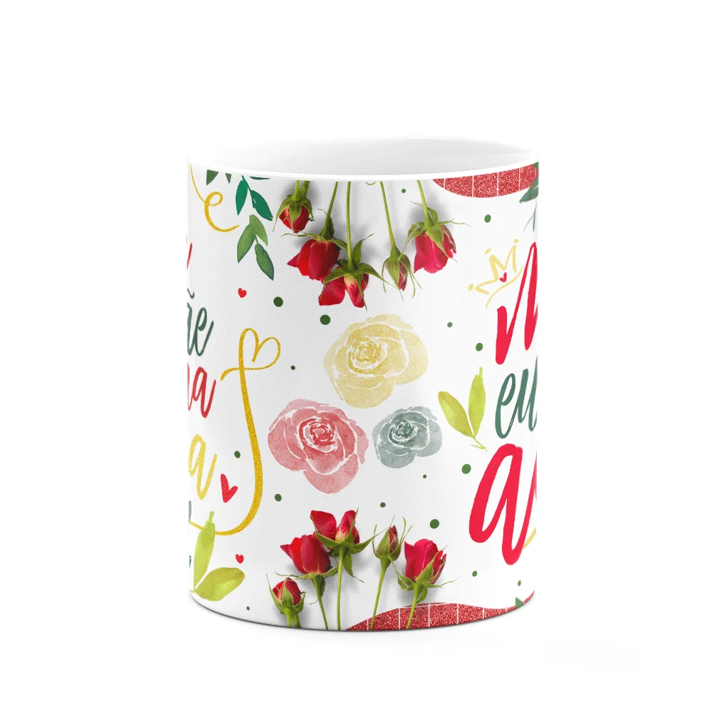 Imagem 2 de 3 do produto Caneca Floral Mães - Mãe, Mamãe, Mainha, Rainha