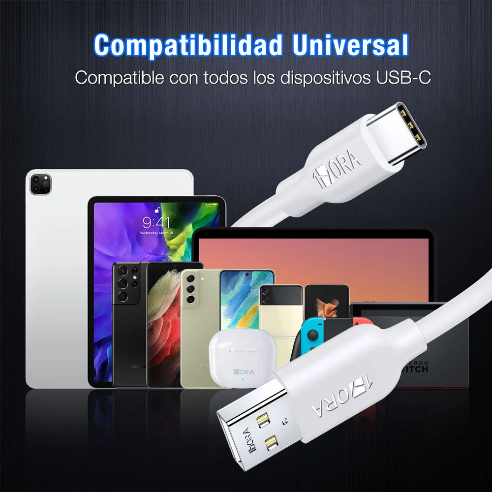 Imagem 2 de 5 do produto Cabo Carregamento Iphone 1hora Usb C/lightning 2.4a 1m Preto
