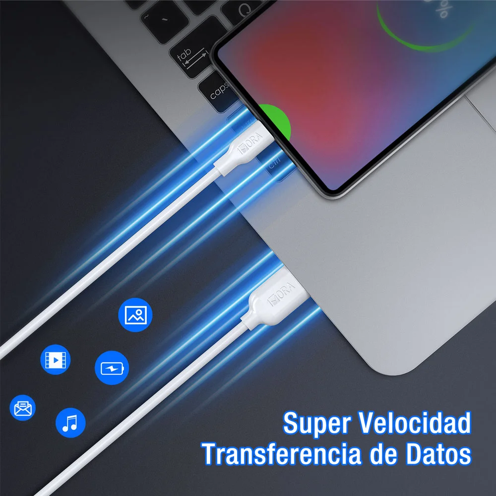Imagem 3 de 5 do produto Cabo Carregamento Iphone 1hora Usb C/lightning 2.4a 1m Preto