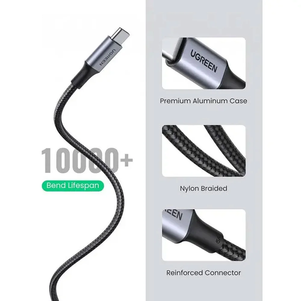 Imagem 3 de 5 do produto Cabo Usb C 2.0 Ugreen Macho/macho 100w 5a 3 Metros Preto