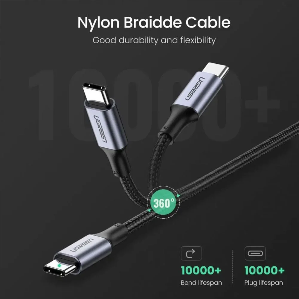 Imagem 5 de 5 do produto Cabo Usb C 2.0 Ugreen Macho/macho 100w 5a 3 Metros Preto