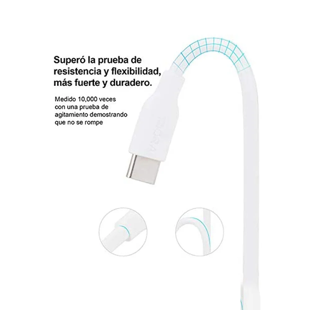Imagem 5 de 5 do produto Cabo De Carregamento 1hora Usb C/lightning 2.4a 1m Branco
