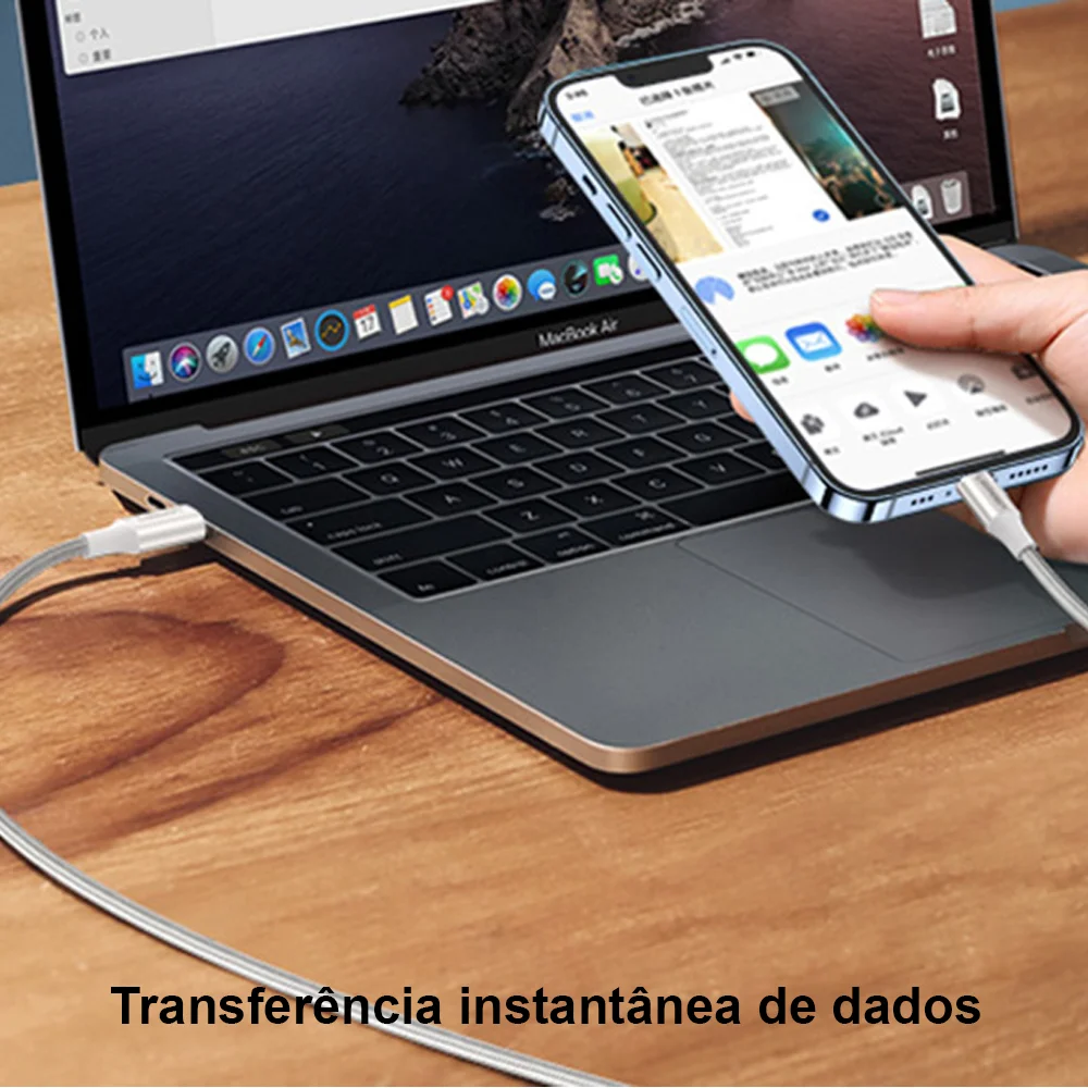 Imagem 2 de 5 do produto Cabo Usb C Ugreen P/lightning Ios Mfi Macho 1metro Prata