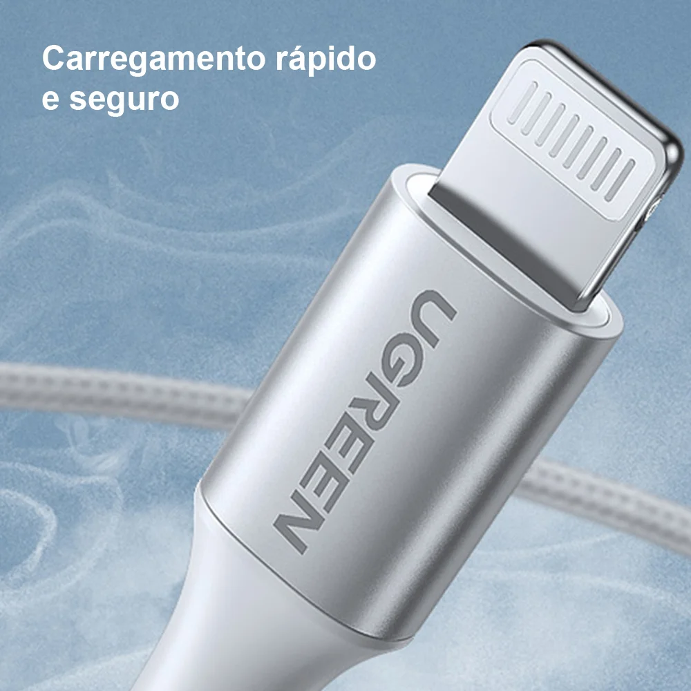 Imagem 4 de 5 do produto Cabo Usb C Ugreen P/lightning Ios Mfi Macho 1metro Prata