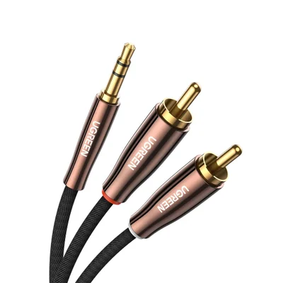 Cabo De Áudio Ugreen 3.5mm P/2 Rca Macho 2 Metro Preto
