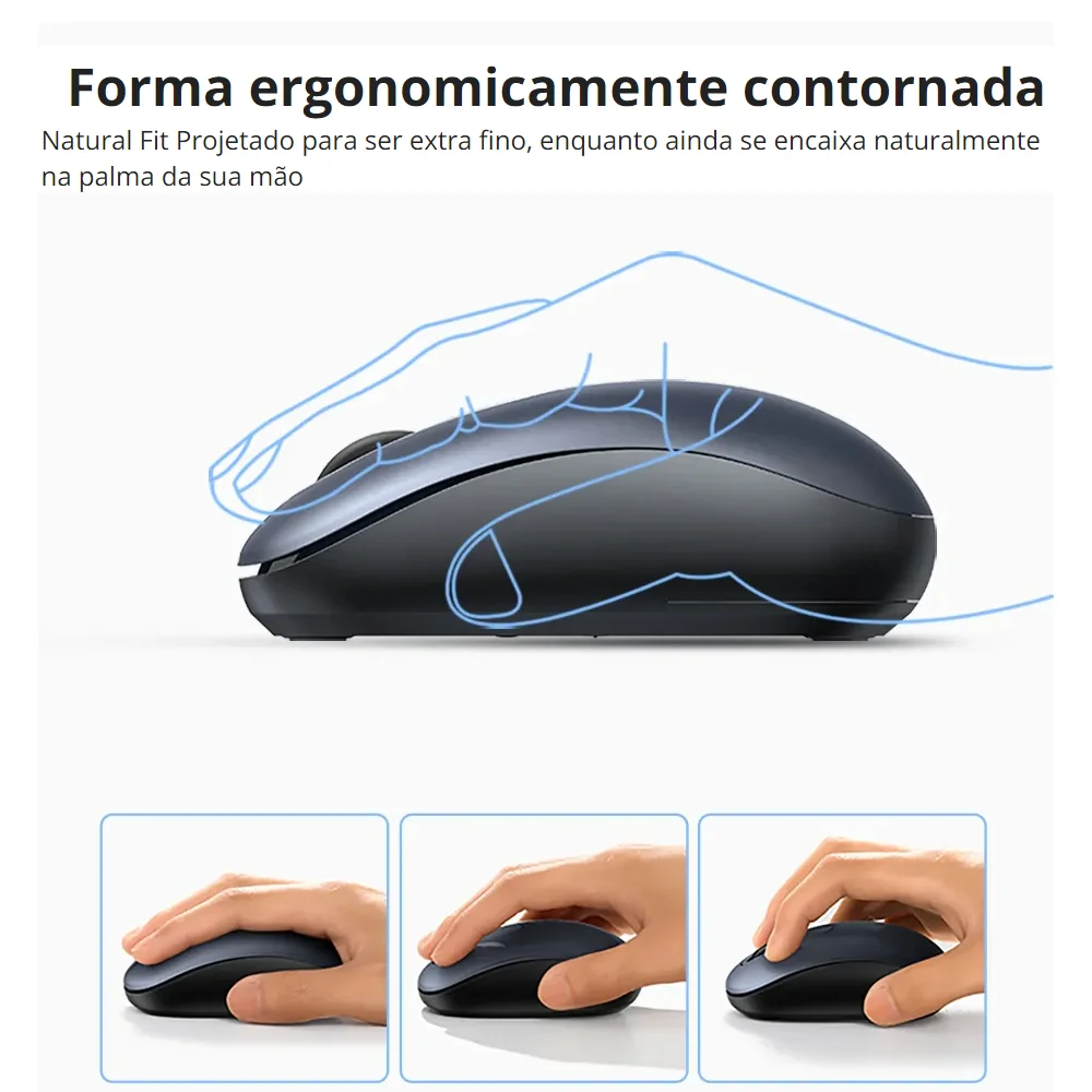 Imagem 4 de 5 do produto Mouse Bluetooth Sem Fio Ugreen 2400dpi 2,4ghz Azul Deep