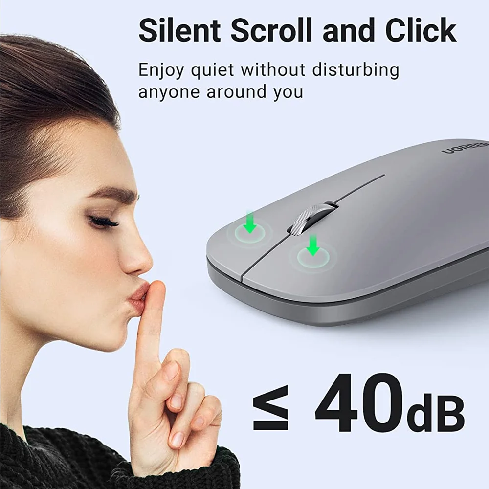Imagem 2 de 5 do produto Mouse Sem Fio Ugreen Sensor De 4000 Dpi 4 Níveis Cinza