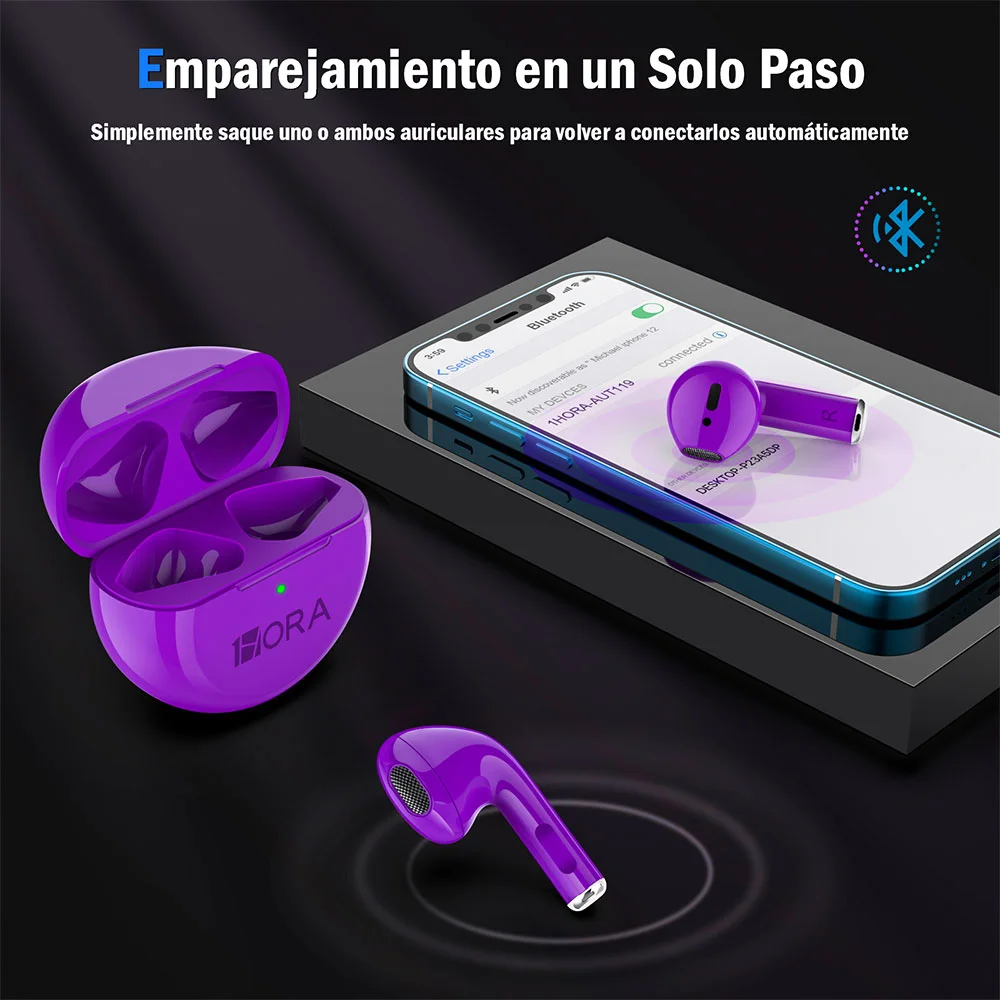 Imagem 3 de 5 do produto Fone De Ouvido Sem Fio 1hora Aut119 Bt 5.0 Roxo Pastel