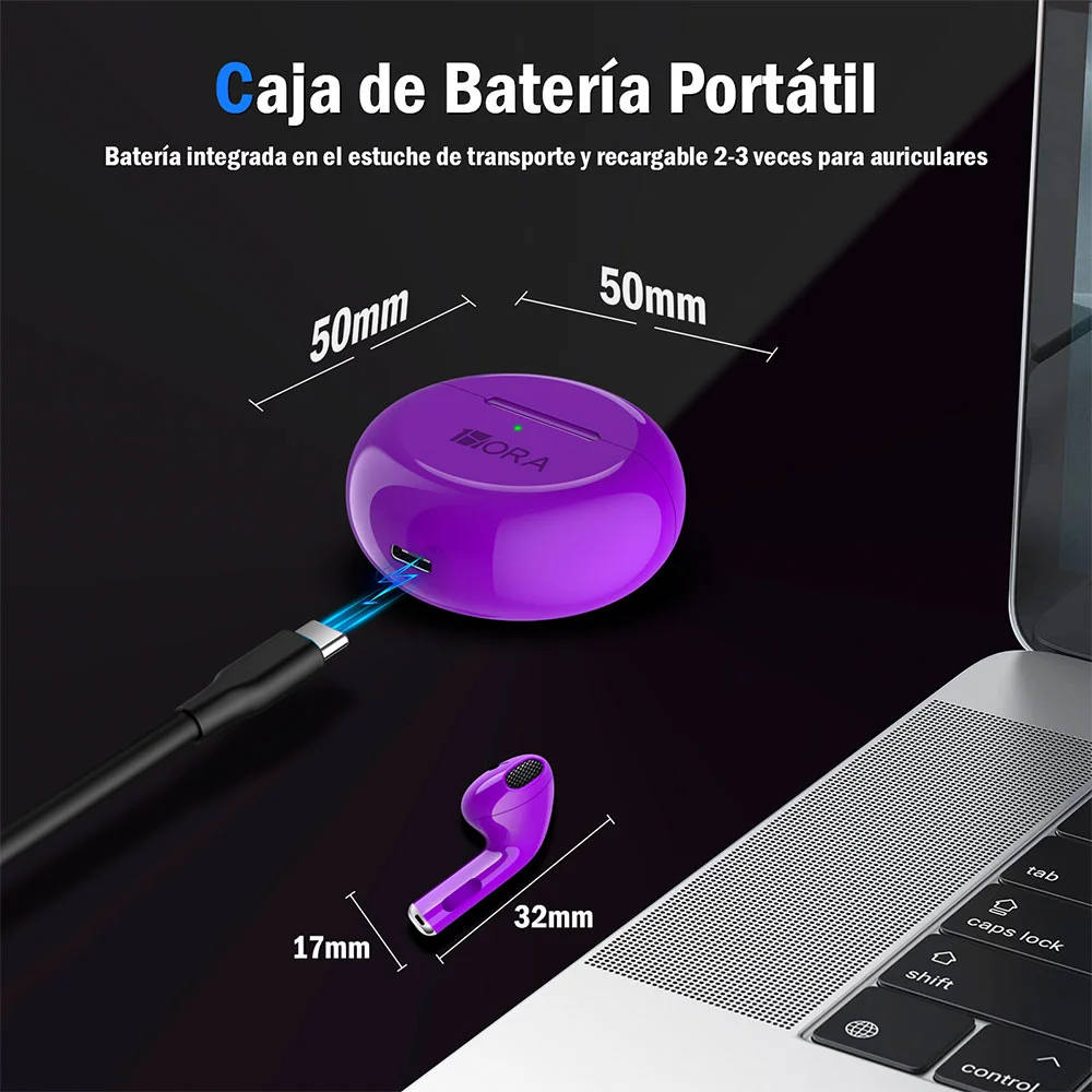 Imagem 4 de 5 do produto Fone De Ouvido Sem Fio 1hora Aut119 Bt 5.0 Roxo Pastel