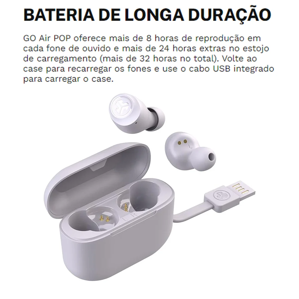 Imagem 5 de 5 do produto Fone De Ouvido Sem Fio 1hora Aut201b Bluetooth 5.3 Branco
