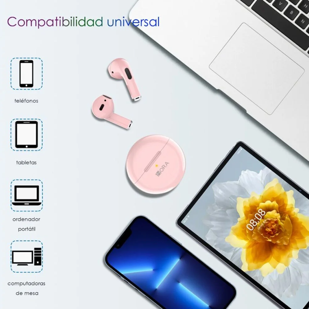 Imagem 4 de 5 do produto Fone De Ouvido Sem Fio 1hora Aut119r Bluetooth 5.1 Rosa