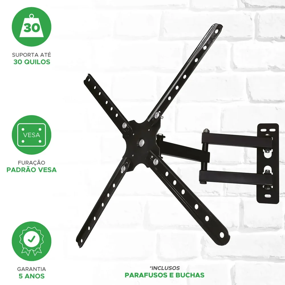 Imagem 3 de 3 do produto Suporte Para Tv Tri Articulado De 10 Até 60"