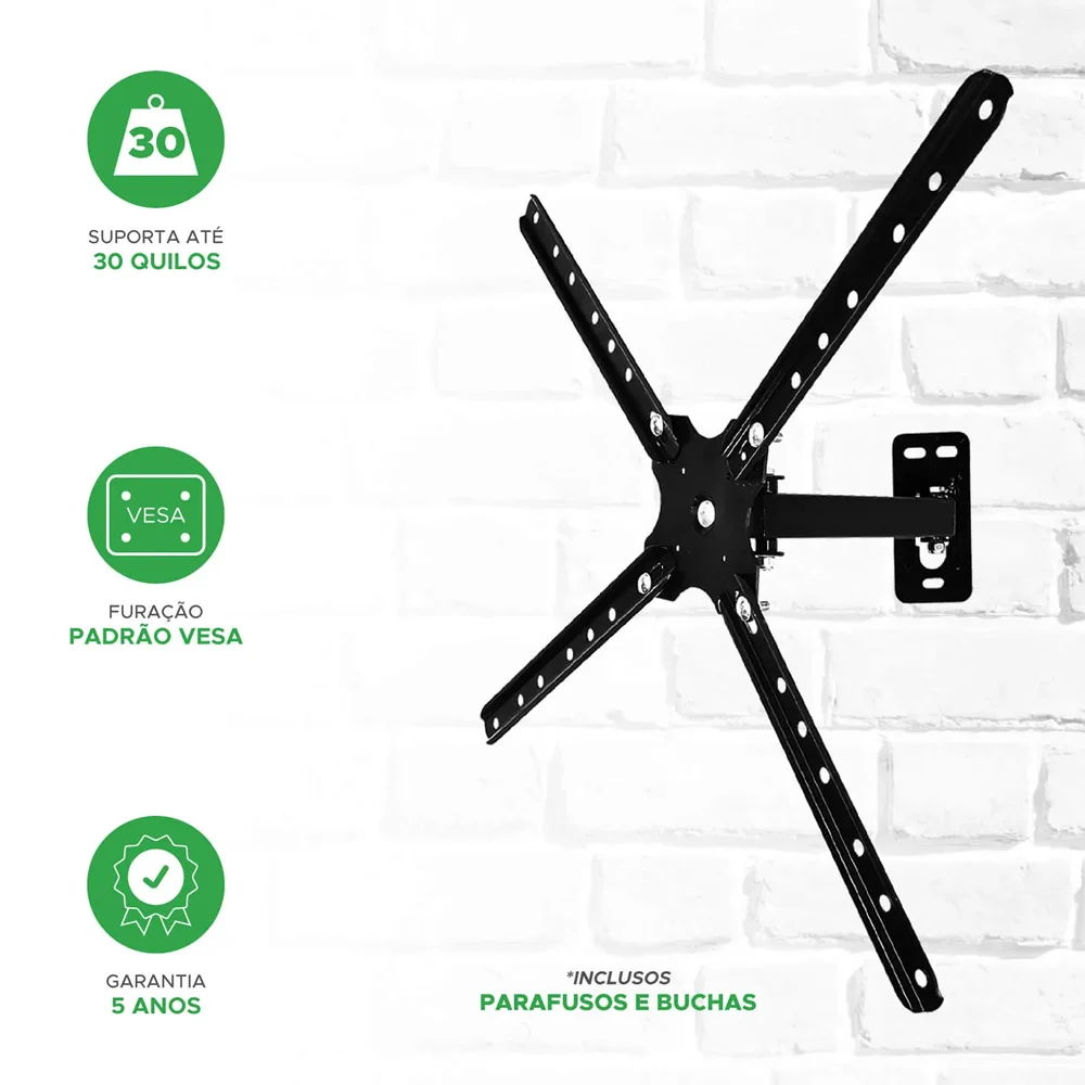 Imagem 3 de 4 do produto Suporte Para Tv Bi Articulado De 10 Até 60"