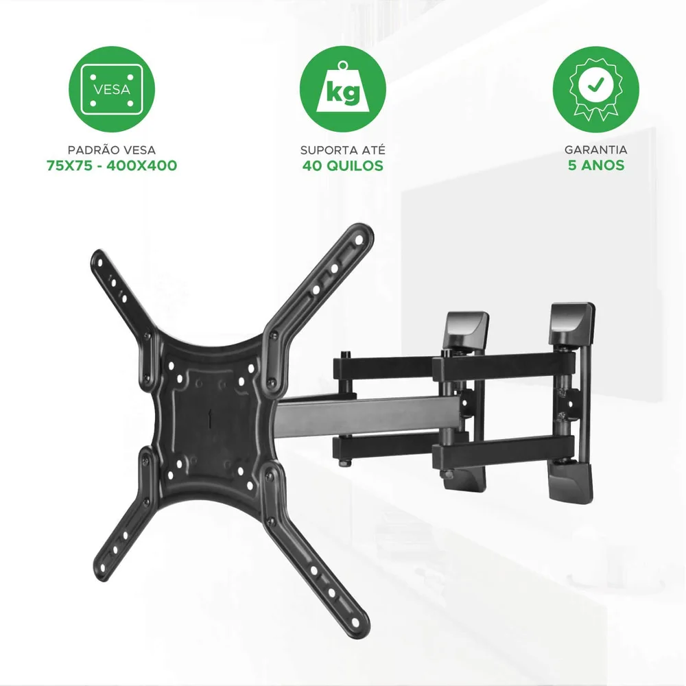 Imagem 2 de 5 do produto Suporte Para Cantos E Colunas Multiarticulado Tv 26" Até 63"