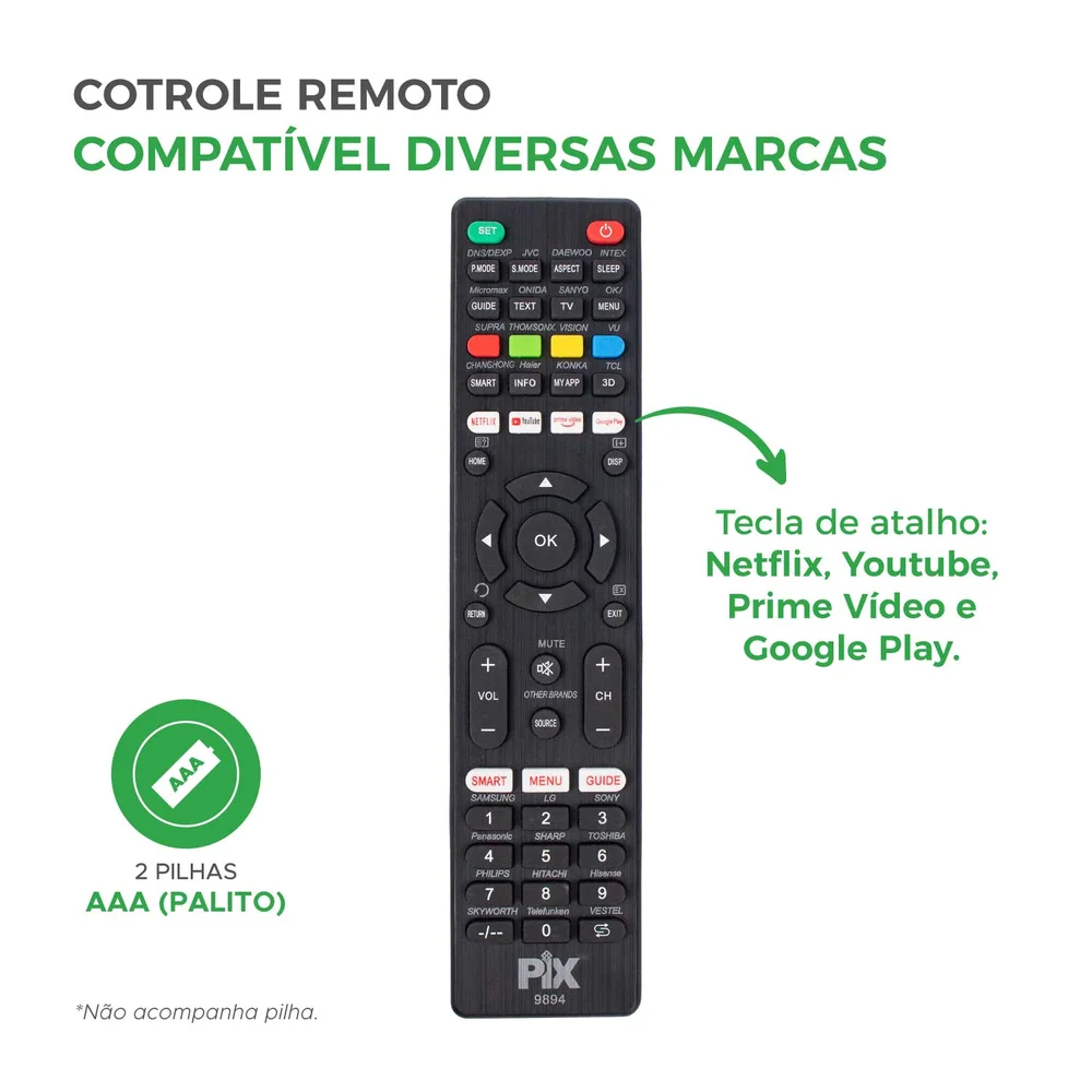 Imagem 3 de 4 do produto Controle Remoto Compatível Para Diversas Marcas De Tv