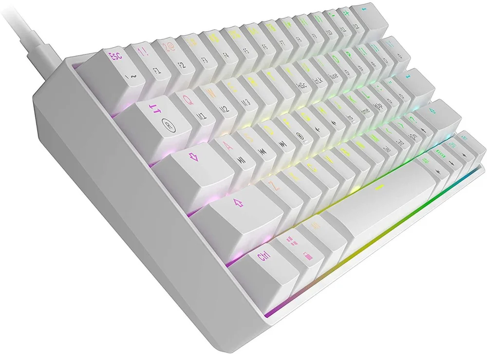 Imagem 2 de 4 do produto Teclado Mecânico Skyloong Gk61, Gateron Yellow Switch, RGB USB-C, Branco