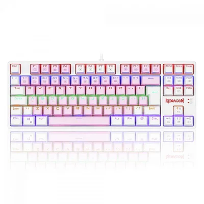 Teclado Mecânico Gamer Redragon Daksa Rainbow, Switch Brown Removíveis, Abnt2, Pink/white