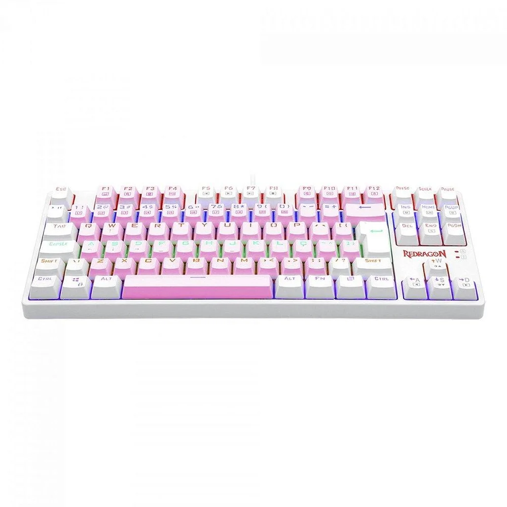 Imagem 3 de 5 do produto Teclado Mecânico Gamer Redragon Daksa Rainbow, Switch Blue Removíveis, Abnt2, Pink/white