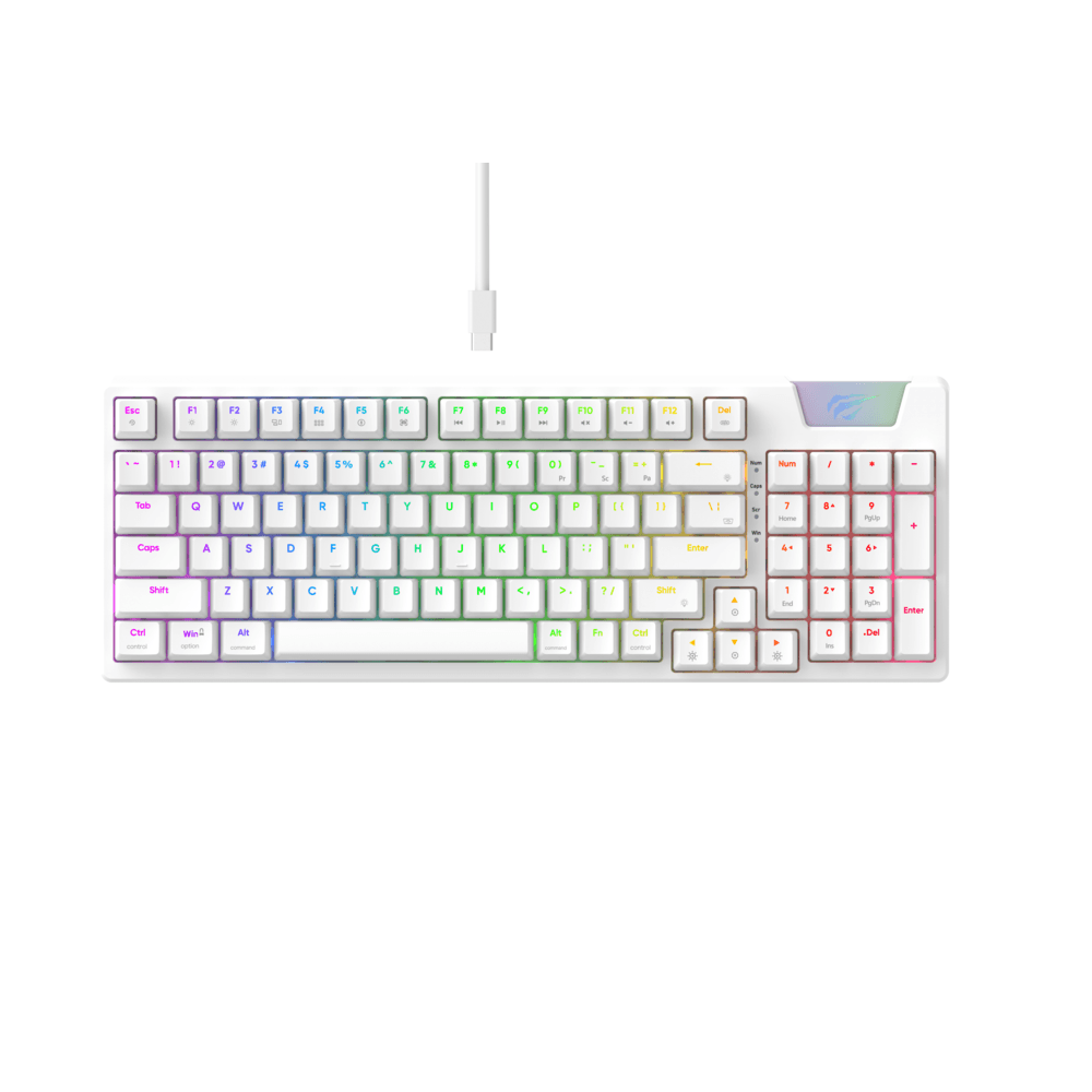 Teclado Mecânico Havit Kb885l, Usb, Switch Red, Full Size Rgb - Hvkb-kb885l-pb-wh