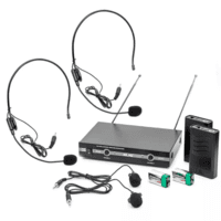 Kit duplo microfone lapela headset com transmissores sem fio vhf - kit completo - curso / aula / palestra / academia / pastores kit completo indicado 