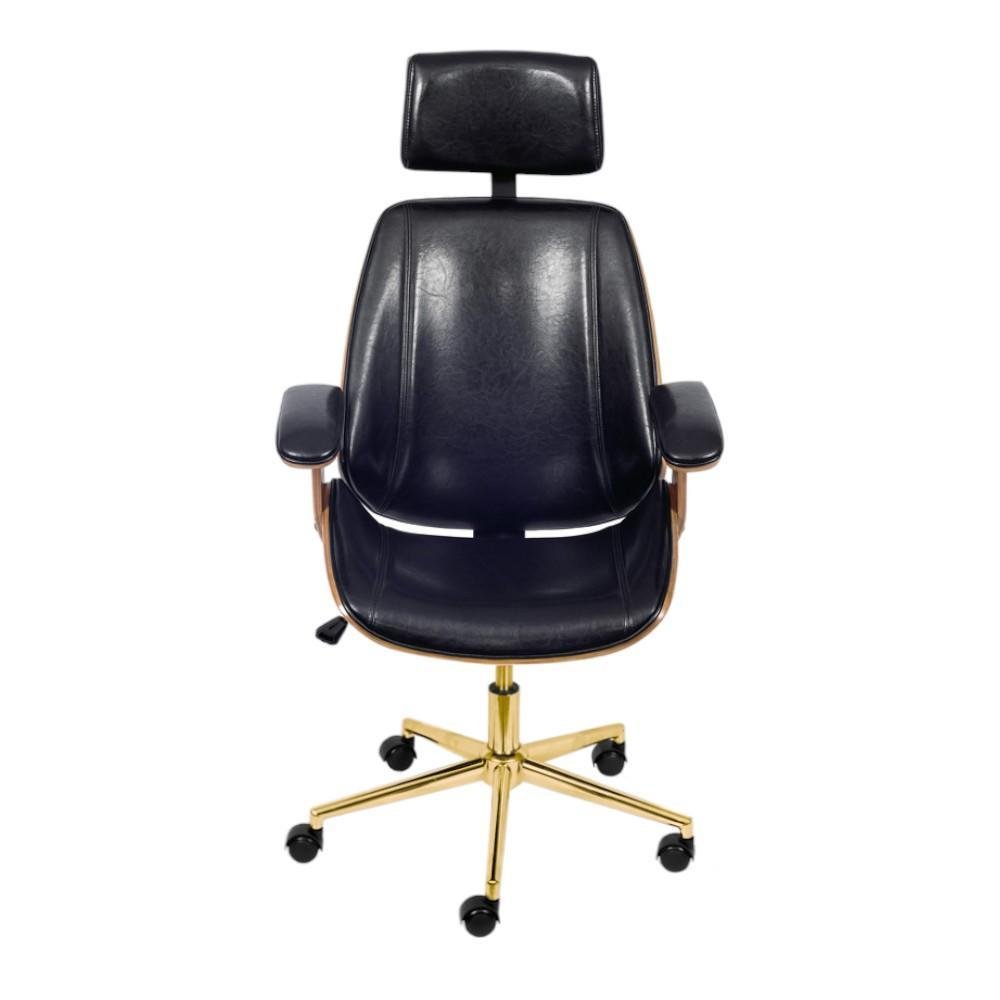 Imagem 3 de 3 do produto Cadeira Presidente Bergen Giratória - Preto | Dourado