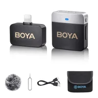 Microfone de Lapela sem fio para iPhone até Versão 14 Dual-Channel - Boya BY-M1V5