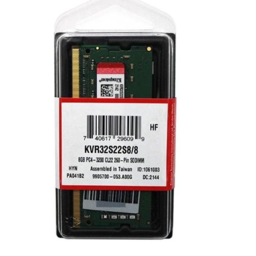 Memoria 8GB P/ Notebook Kingston Ddr4 3200mhz Kvr32s22s8/8