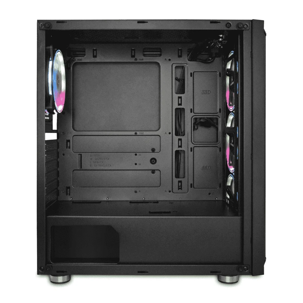 Imagem 2 de 5 do produto Gabinete Gamer Concórdia,  Mid Tower, Lateral em Vidro Temperado, 4x Cooler Fans LED RGB, Preto