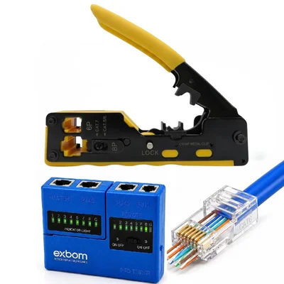 Kit Ez-rj45 Alicate Crimpar + 100 Conector + Testador