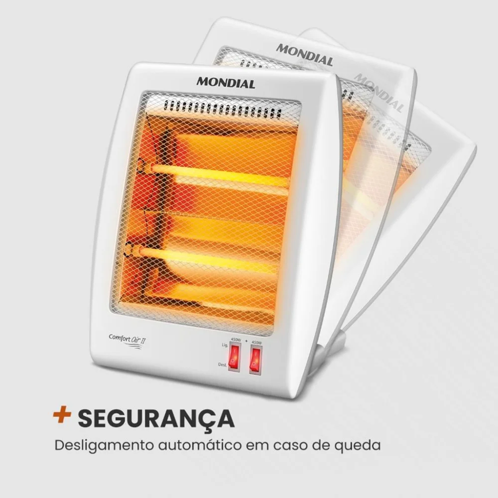 Imagem 3 de 5 do produto Aquecedor Elétrico Mondial Quartzo A-15, 2 Níveis de Aquecimento,  Desligamento Automático