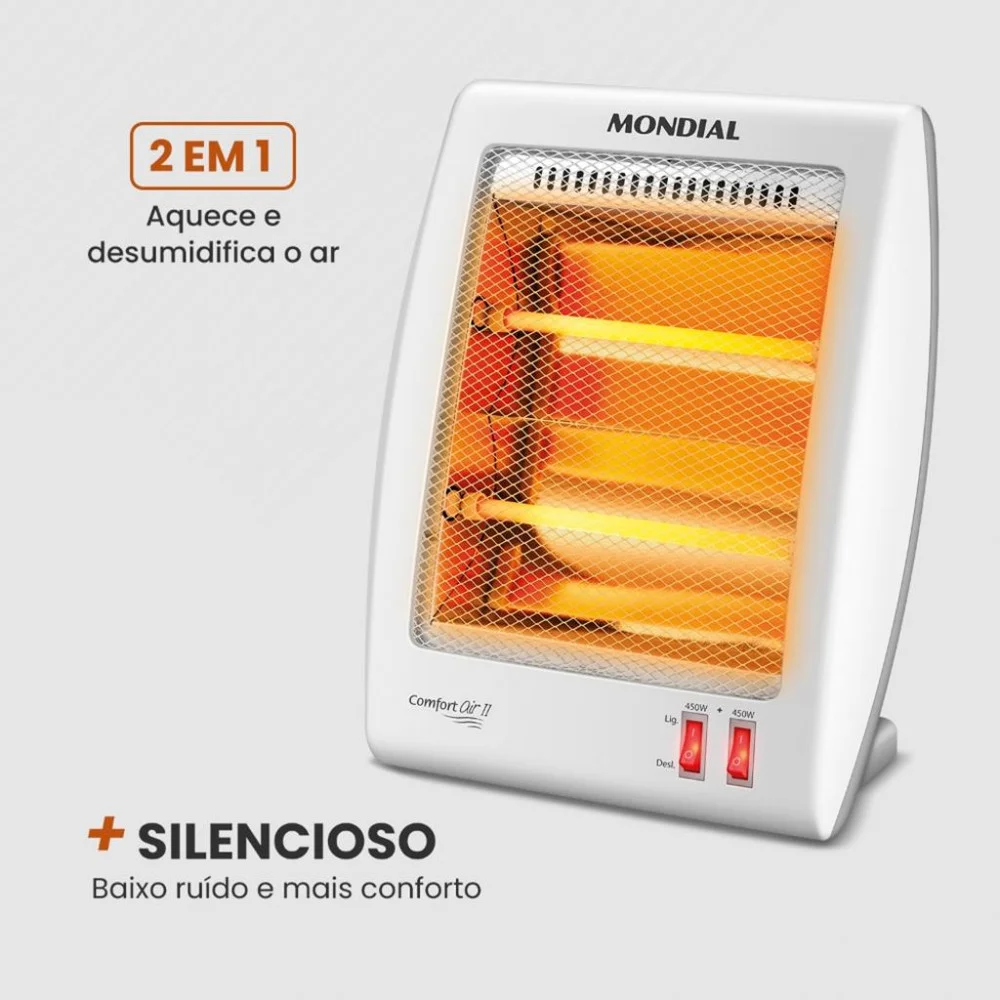 Imagem 5 de 5 do produto Aquecedor Elétrico Mondial Quartzo A-15, 2 Níveis de Aquecimento,  Desligamento Automático